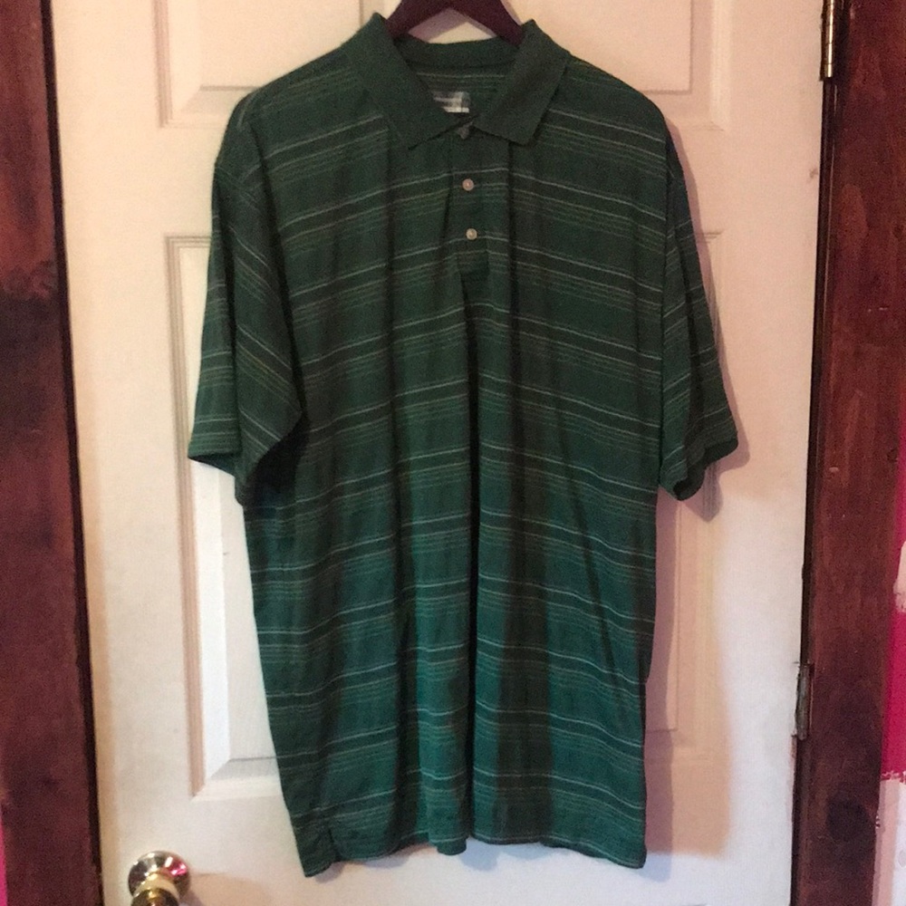 Alan Flusser Golf Green Striped Polo Shirt Mens XXL or 2XL